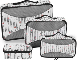 Travel Bags Organizer for Luggage 4 Set Luggage Cubes Packing Cubes Travel Packing Cube Stripes with Love Lettering