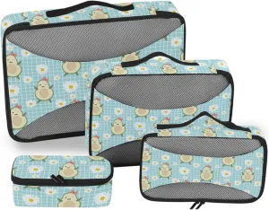 Travel Bags Organizer for Luggage 4 Set Luggage Cubes Travel Bag Organizer for Luggage Packing Cubs Cute Avocado Daisy
