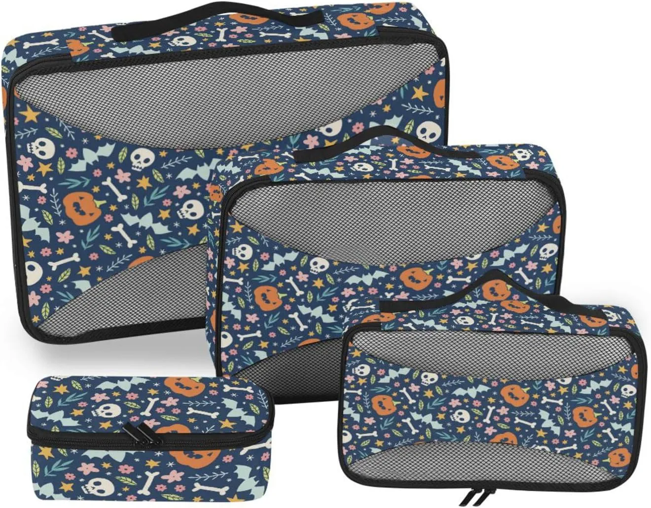 Travel Bags Organizer for Luggage 4 Set Luggage Cubes Travel Cube Packing Cubed Cute Halloween Blue