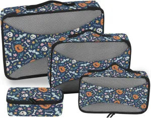 Travel Bags Organizer for Luggage 4 Set Luggage Cubes Travel Cube Packing Cubed Cute Halloween Blue