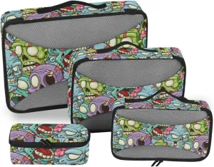 Travel Bags Organizer for Luggage 4 Set Luggage Organizer Bags Packing Cubes for Luggage Oacking Cubes Cartoon Zombie Pattern