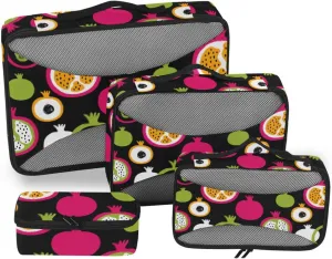 Travel Bags Organizer for Luggage 4 Set Luggage Organizers for Suitcase Travel Cubes for Packing Carry on Bag Pcking Cubes Colorful Pomegranate