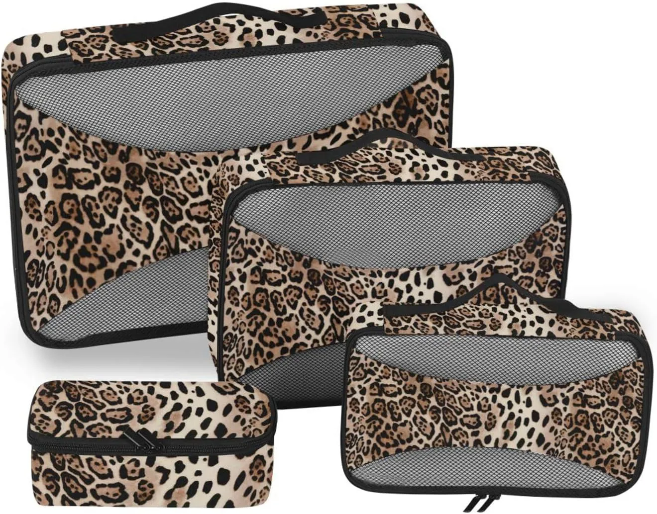 Travel Bags Organizer for Luggage 4 Set Luggage Packing Cubes Travel Cubes for Luggage Paxking Cubes Leopard Skin