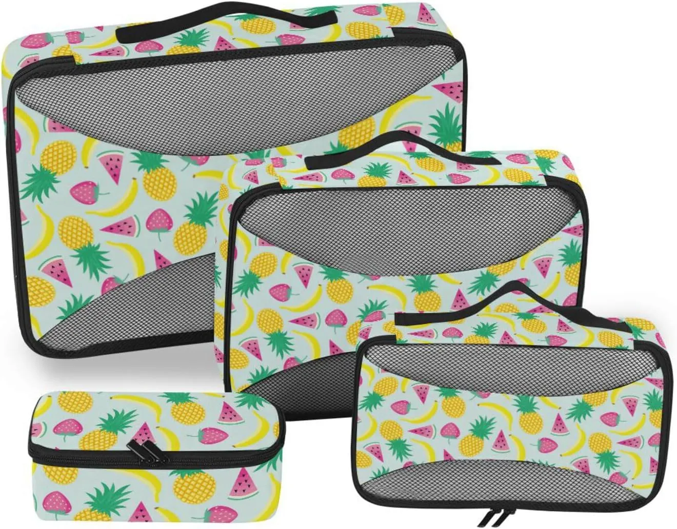 Travel Bags Organizer for Luggage Set of 4 Luggage Organizer Bags Suitcase Cubes Packing Cuves Bananas Pineapples