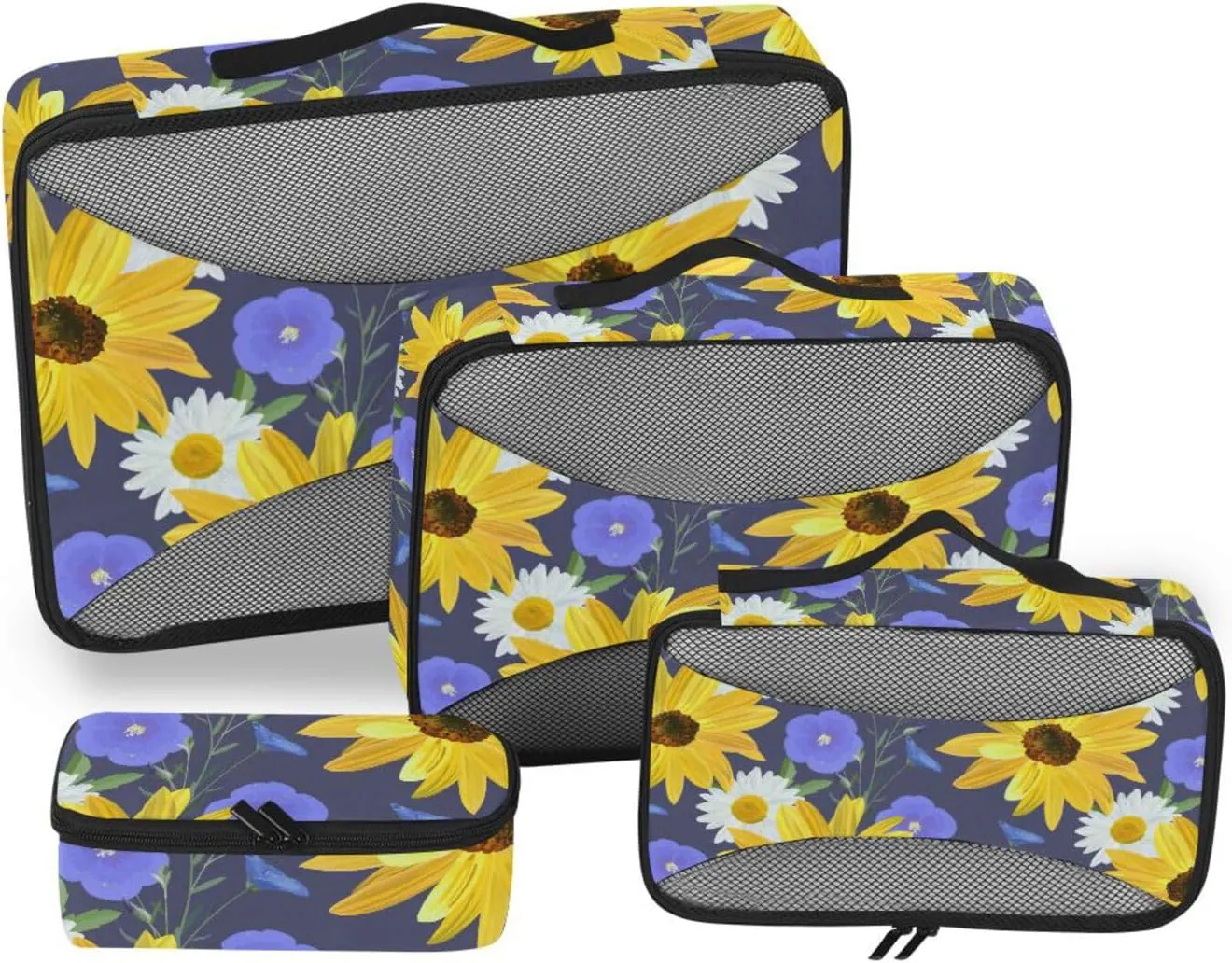 Travel Bags Organizer for Luggage Set of 4 Luggage Organizer Bags Suitcase Packing Cubes Oacking Cubes Sunflower Chamomile