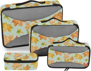 Travel Bags Organizer for Luggage Set of 4 Luggage Organizer Traveling Packing Cubes Packing Cube Autumn Watercolor Maple