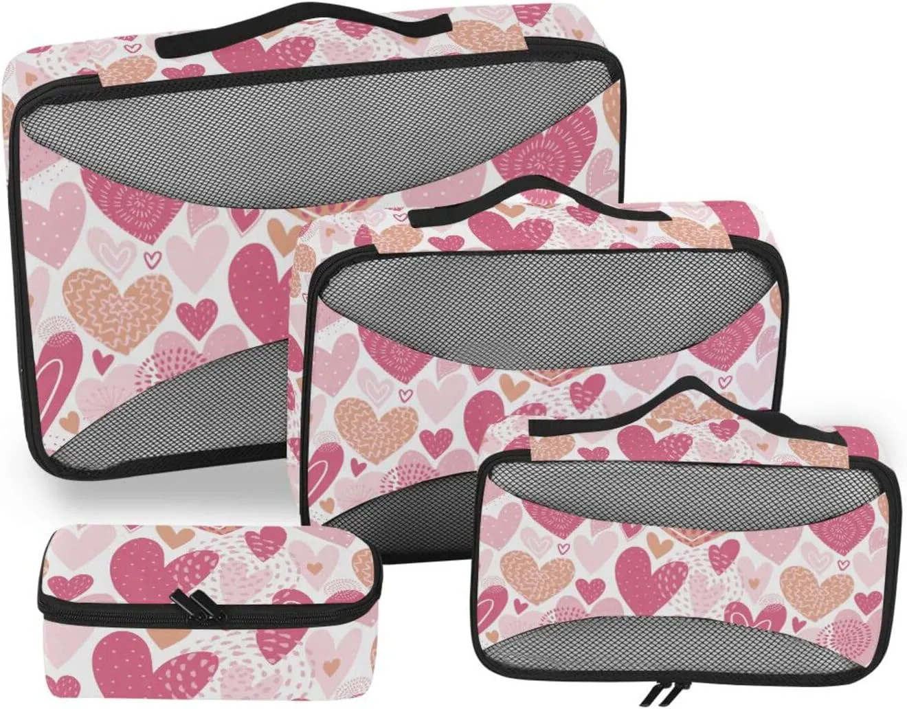 Travel Bags Organizer for Luggage Set of 4 Luggage Organizers for Suitcase Suitcase Packing Cubes Packing Cuves Heart Pattern