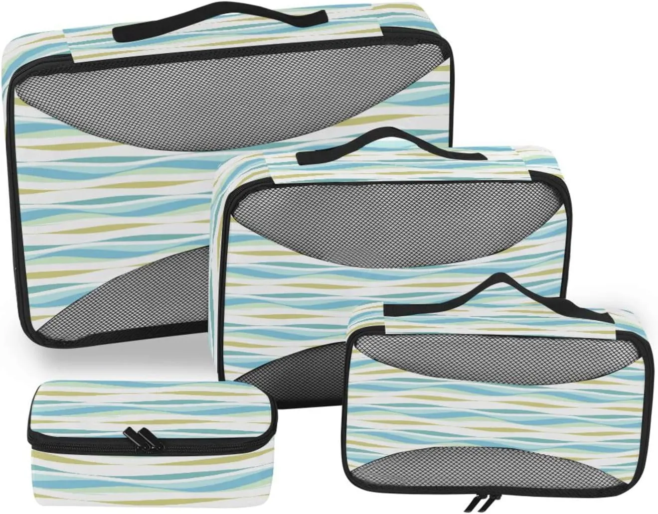 Travel Bags Organizer for Luggage Set of 4 Luggage Packing Cubes Travel Cubes for Packing Women Packing Cubs Waves Stripe