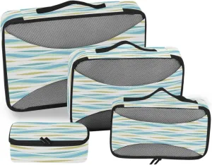 Travel Bags Organizer for Luggage Set of 4 Luggage Packing Cubes Travel Cubes for Packing Women Packing Cubs Waves Stripe