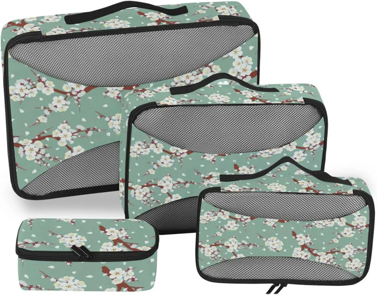 Travel Bags Organizer for Luggage Set of 4 Suitcase Organizer Bags Travel Cubes for Packing Carry on Bag Packimg Cubes Plum Blossom Petals Flowers