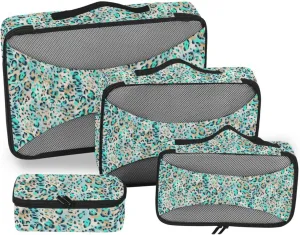 Travel Cubes 4 Set Luggage Bags Organizers Packing Cubes for Luggage Packing Cubea Leopard Print