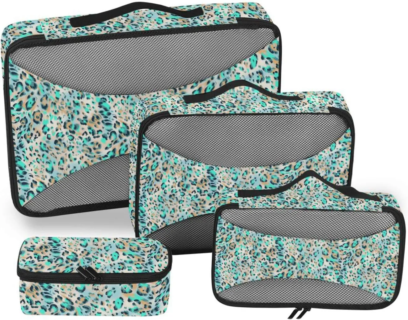 Travel Cubes 4 Set Luggage Bags Organizers Packing Cubes for Luggage Packing Cubea Leopard Print