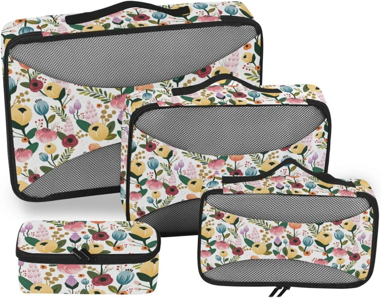 Travel Cubes 4 Set Luggage Bags Organizers Packing Cubes Travel Packing Cubed Colorful Flowers