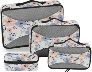 Travel Cubes 4 Set Luggage Bags Organizers Suitcase Organizers Packing Cunes Spring Flower