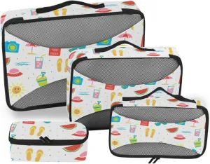Travel Cubes 4 Set Luggage Bags Organizers Travel Cubes for Packing Women Oacking Cubes Summer Pattern