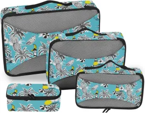 Travel Cubes 4 Set Luggage Cubes for Packing Packing Cubes for Travel Women Packing Cubea Tropical Island Blue