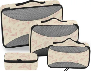 Travel Cubes 4 Set Luggage Cubes Packing Cubes for Travel Women Pqcking Cubes Vintage Butterfly