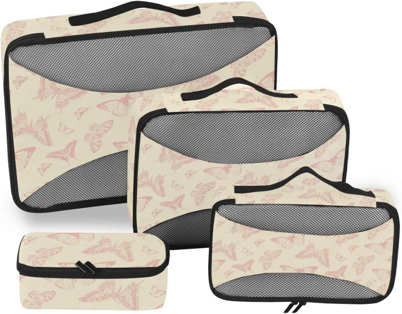 Travel Cubes 4 Set Luggage Cubes Packing Cubes for Travel Women Pqcking Cubes Vintage Butterfly