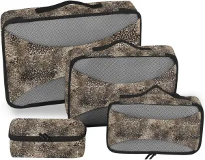 Travel Cubes 4 Set Luggage Organizer Bags Suitcase Packing Cubes for Travel Packing Cubed Animal Leopard