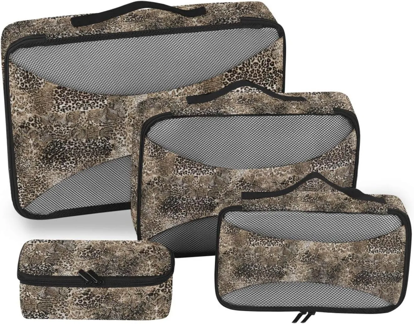 Travel Cubes 4 Set Luggage Organizer Bags Suitcase Packing Cubes for Travel Packing Cubed Animal Leopard