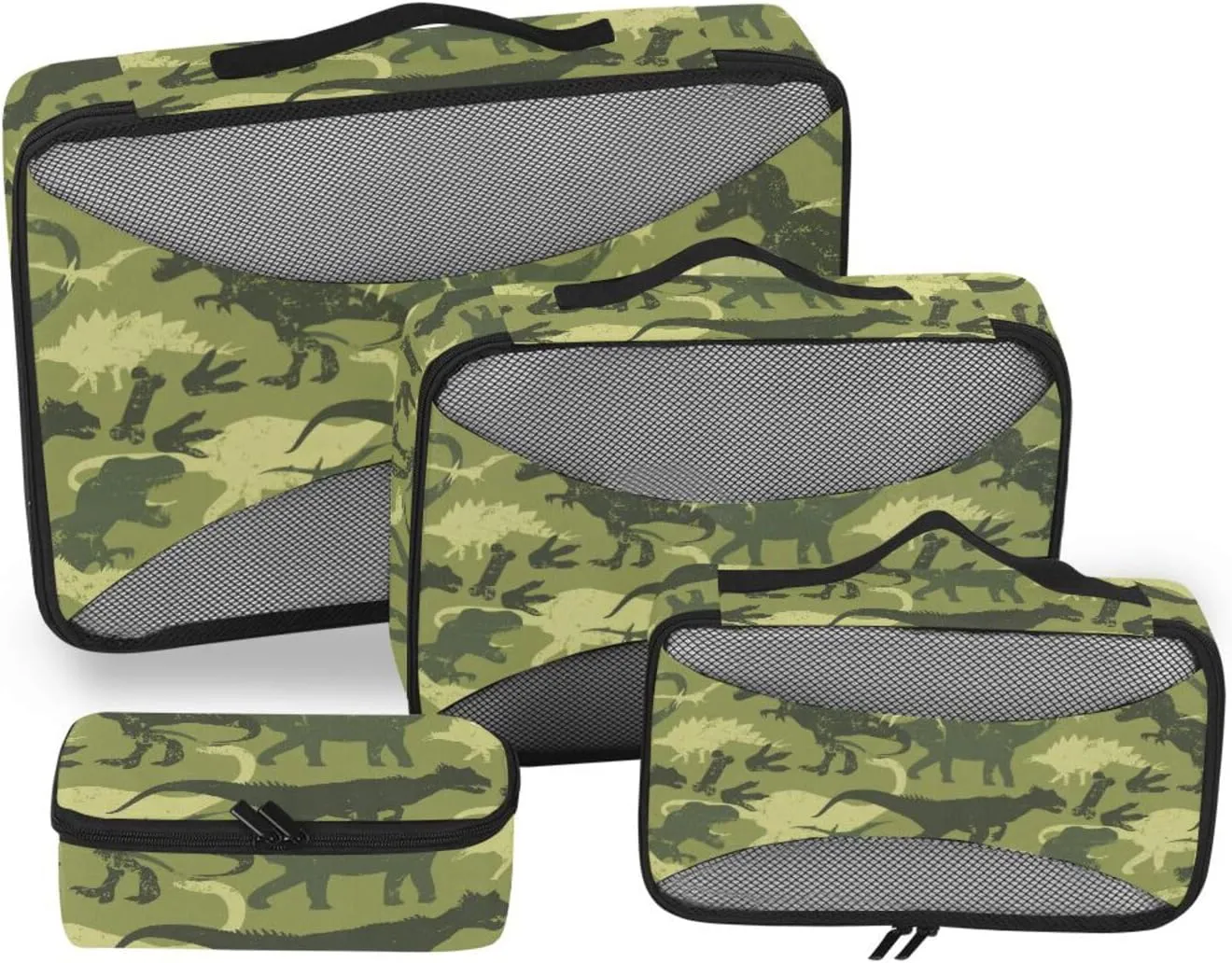 Travel Cubes 4 Set Luggage Organizer Bags Suitcase Packing Cubes Paxking Cubes Camo Dino