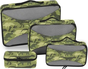 Travel Cubes 4 Set Luggage Organizer Bags Suitcase Packing Cubes Paxking Cubes Camo Dino