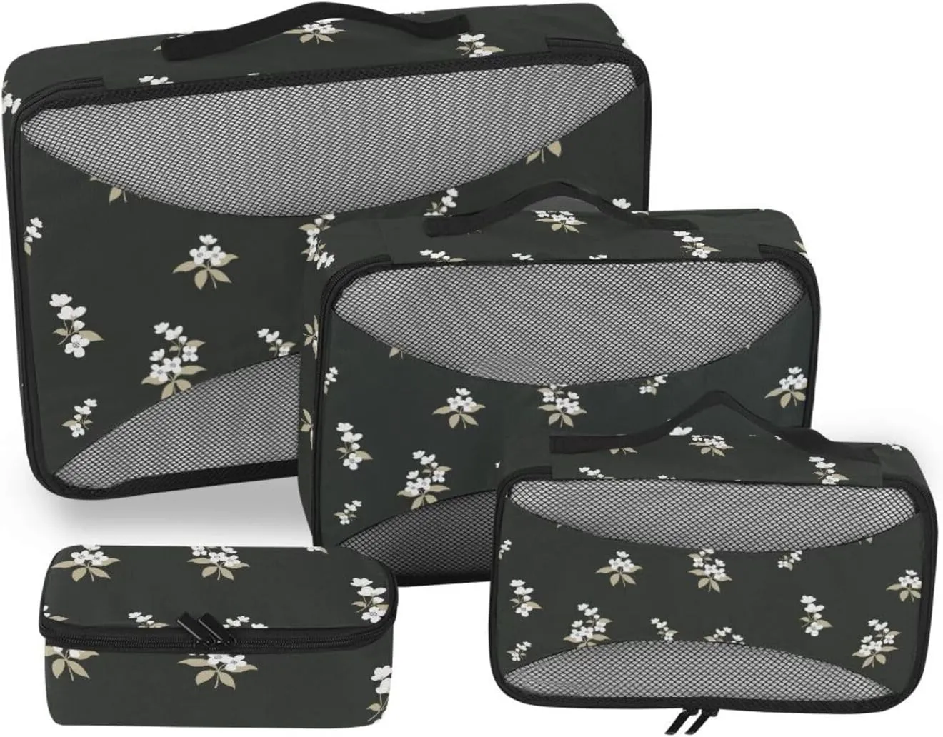 Travel Cubes 4 Set Luggage Organizer Travel Cubes for Luggage Packing Cubed Floral Flowers