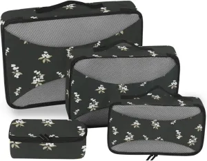 Travel Cubes 4 Set Luggage Organizer Travel Cubes for Luggage Packing Cubed Floral Flowers