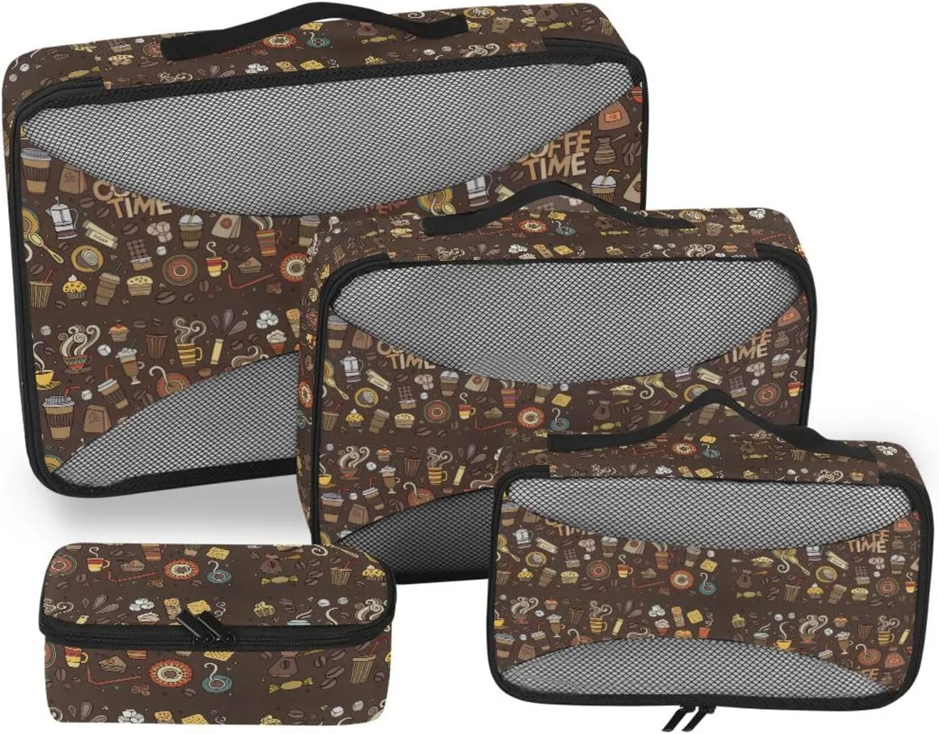 Travel Cubes 4 Set Luggage Organizers for Suitcase Packing Organizers for Luggage Packimg Cubes Coffee Doodles