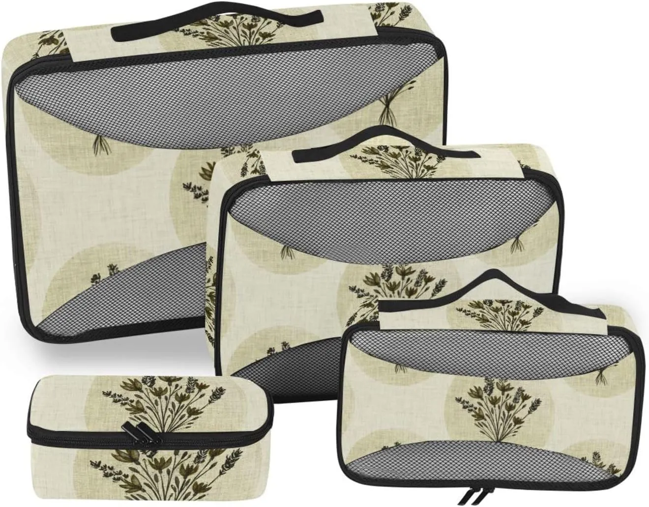 Travel Cubes 4 Set Luggage Organizers for Suitcase Suitcase Packing Cubes for Travel Packimg Cubes French Farmhouse Taupe Floral