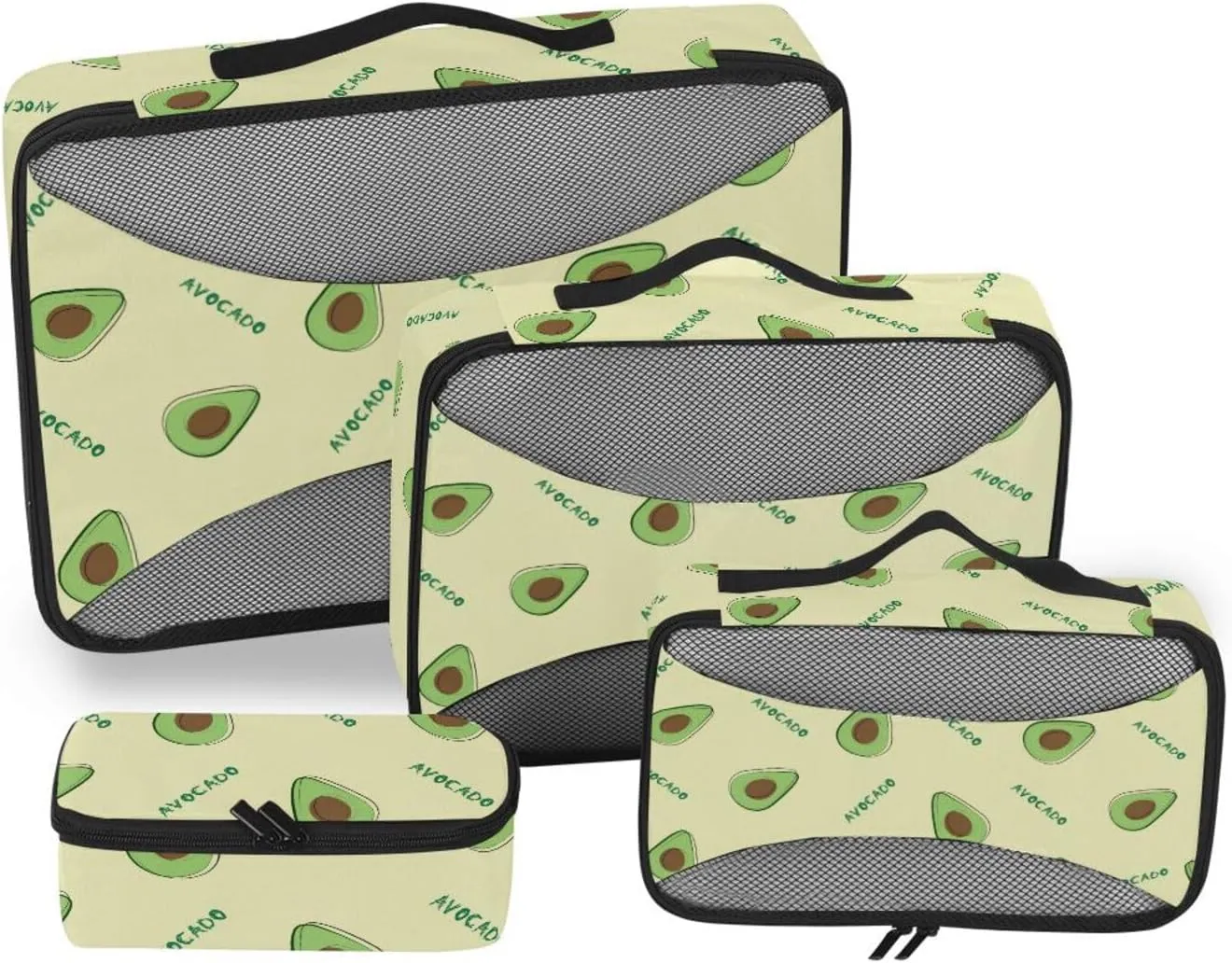 Travel Cubes 4 Set Luggage Packing Cubes Travel Cubes for Luggage Paxking Cubes Cartoon Avocado