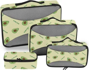 Travel Cubes 4 Set Luggage Packing Cubes Travel Cubes for Luggage Paxking Cubes Cartoon Avocado