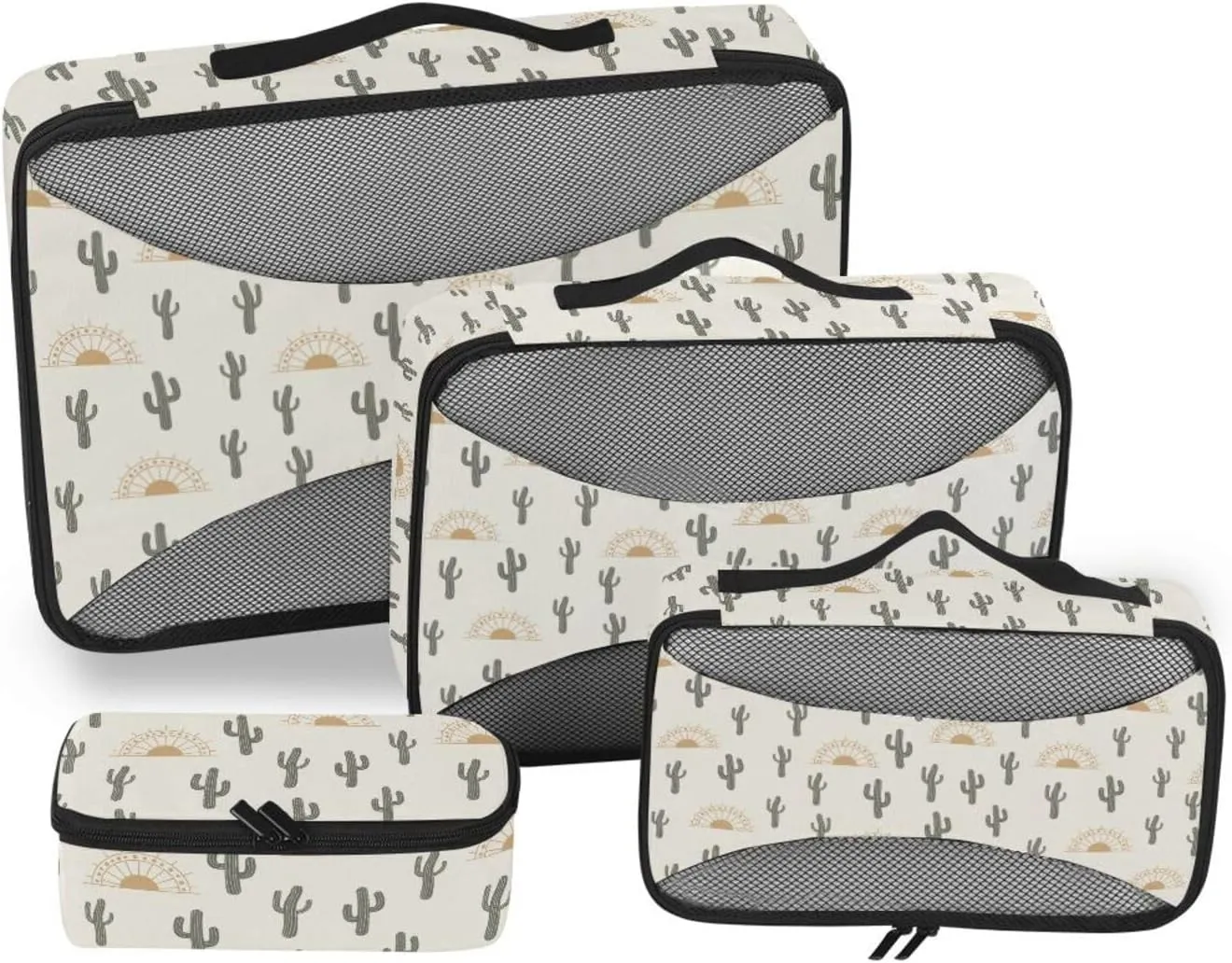 Travel Cubes for Packing 4 Set Luggage Bags Organizers Suitcase Cubes for Packing Paxking Cubes Summer Cactus