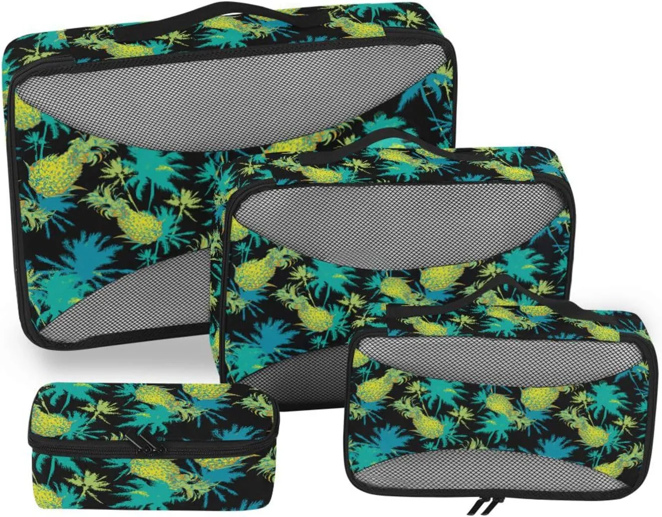 Travel Cubes for Packing 4 Set Luggage Organizer Bags Suitcase Packing Cubes for Travel Paxking Cubes Tropical Pineapple Palm Trees