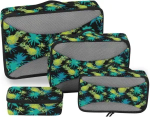 Travel Cubes for Packing 4 Set Luggage Organizer Bags Suitcase Packing Cubes for Travel Paxking Cubes Tropical Pineapple Palm Trees