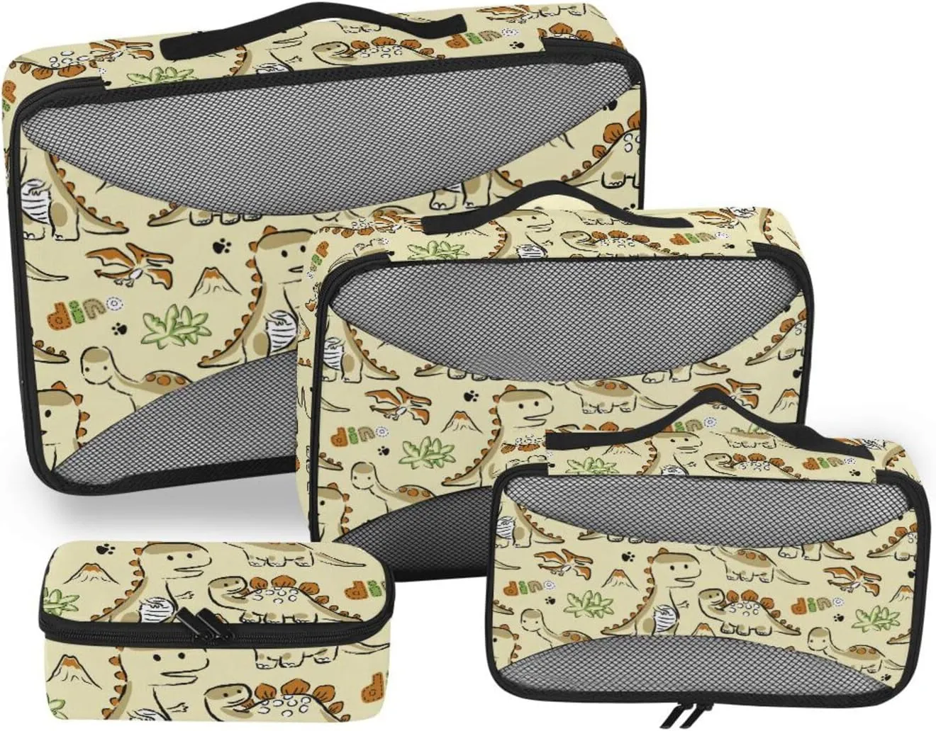 Travel Cubes for Packing 4 Set Luggage Organizer Bags Suitcase Packing Cubes Oacking Cubes Cartoon Dinosaurs