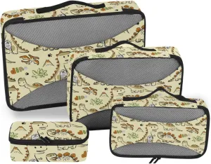 Travel Cubes for Packing 4 Set Luggage Organizer Bags Suitcase Packing Cubes Oacking Cubes Cartoon Dinosaurs