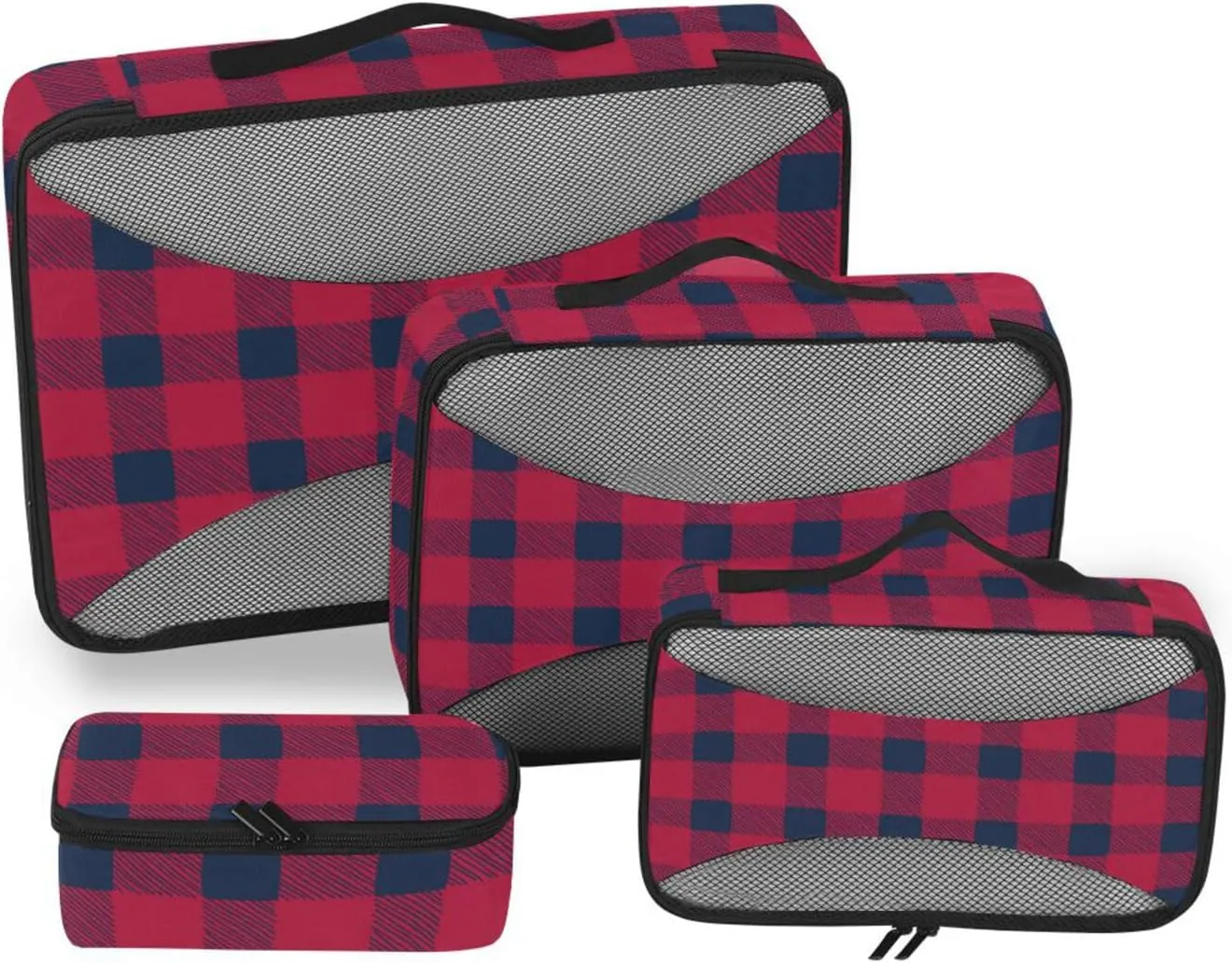 Travel Cubes for Packing 4 Set Luggage Packing Cubes Travel Compartment Organizer Bags Packing Cubea Cream Buffalo Plaid