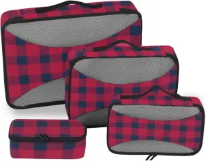 Travel Cubes for Packing 4 Set Luggage Packing Cubes Travel Compartment Organizer Bags Packing Cubea Cream Buffalo Plaid