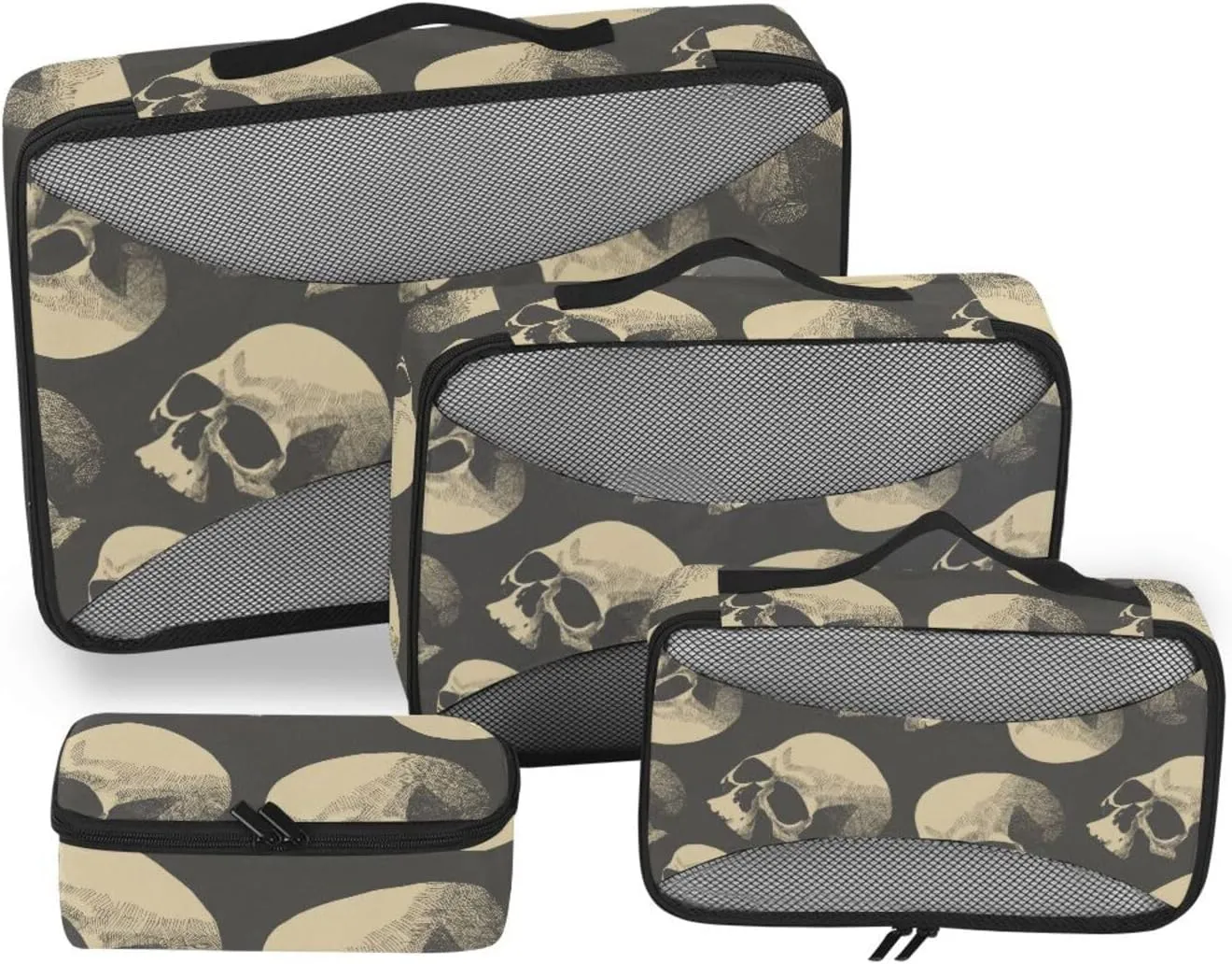 Travel Cubes for Packing 4 Set Luggage Packing Cubes Travel Compartment Organizer Bags Packing Cubs Skulls Retro