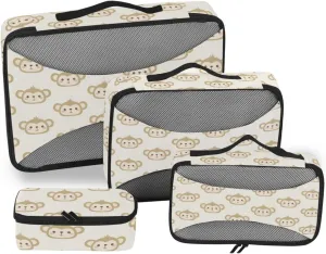 Travel Cubes for Packing 4 Set Suitcase Organizer Bags Luggage Packing Organizers Pcking Cubes Cute Monkey Face