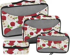 Travel Cubes for Packing Set of 4 Luggage Cubes for Packing Luggage Packing Organizers Pcking Cubes Apples Slice