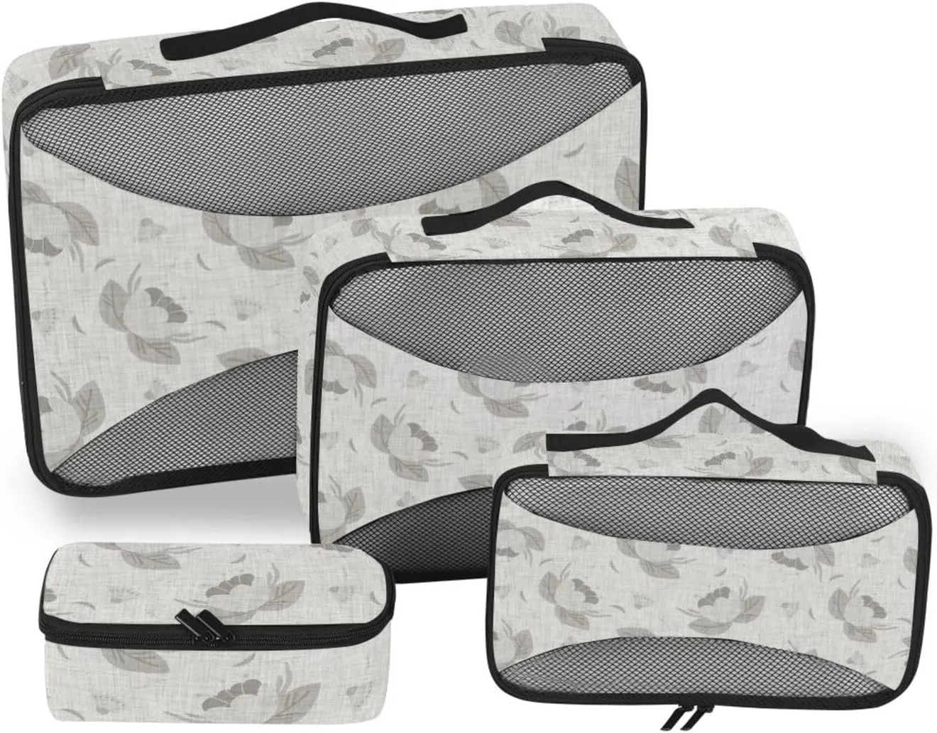 Travel Cubes for Packing Set of 4 Luggage Cubes for Packing Travel Bag Organizer for Luggage Packing Cubed Gray French Floral