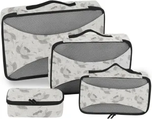 Travel Cubes for Packing Set of 4 Luggage Cubes for Packing Travel Bag Organizer for Luggage Packing Cubed Gray French Floral
