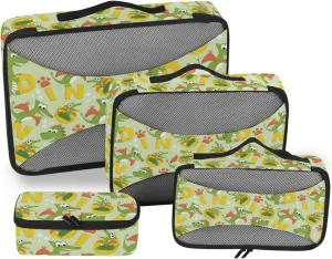 Travel Cubes for Packing Set of 4 Luggage Cubes for Packing Travel Cubes for Packing Carry on Bag Packing Cuves Cartoon Dinosaurs
