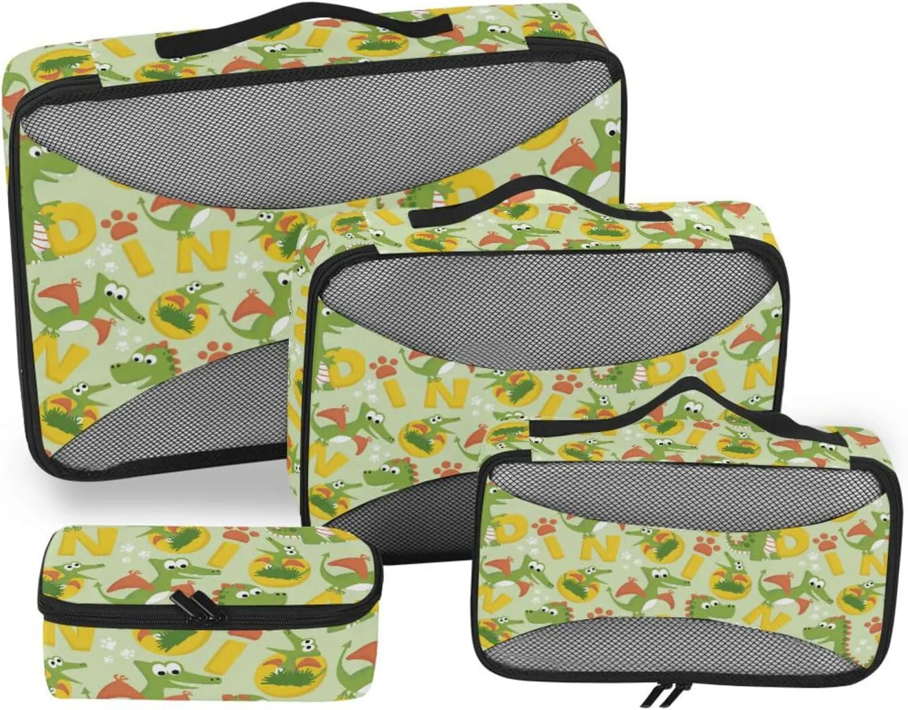 Travel Cubes for Packing Set of 4 Luggage Cubes for Packing Travel Cubes for Packing Carry on Bag Packing Cuves Cartoon Dinosaurs