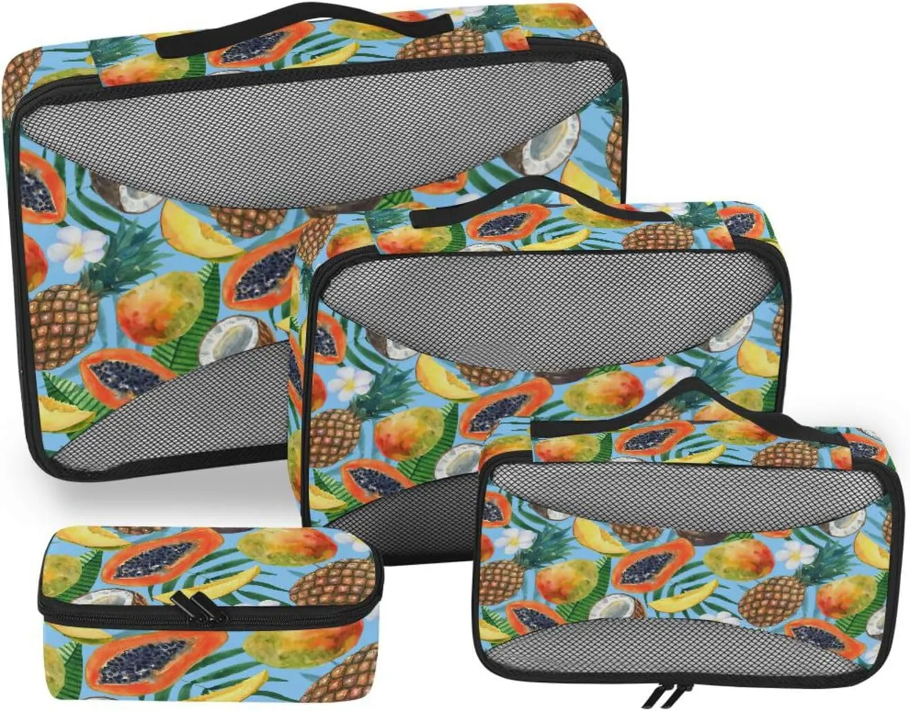 Travel Cubes for Packing Set of 4 Luggage Organizer Bags Travel Cubes for Luggage Packing Cunes Tropical Fruits Pattern