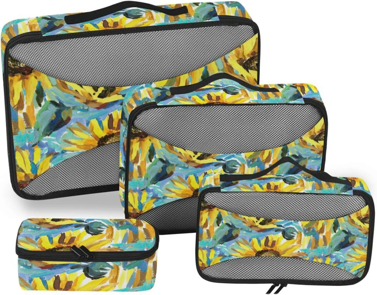 Travel Cubes for Packing Set of 4 Luggage Organizer Bags Travel Organizers Packimg Cubes Sunflower