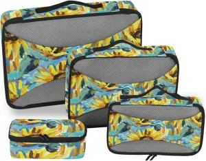 Travel Cubes for Packing Set of 4 Luggage Organizer Bags Travel Organizers Packimg Cubes Sunflower