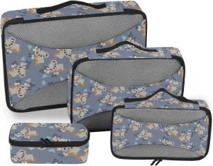 Travel Cubes for Packing Set of 4 Luggage Organizer Packing Cubes Travel Packing Cubs Cute Cartoon Koala Floral